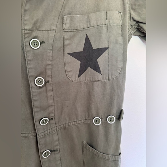 NEW Pistola Grover Jumpsuit Royal Honor Green Denim Stars Size XS NWOT - Picture 9 of 10